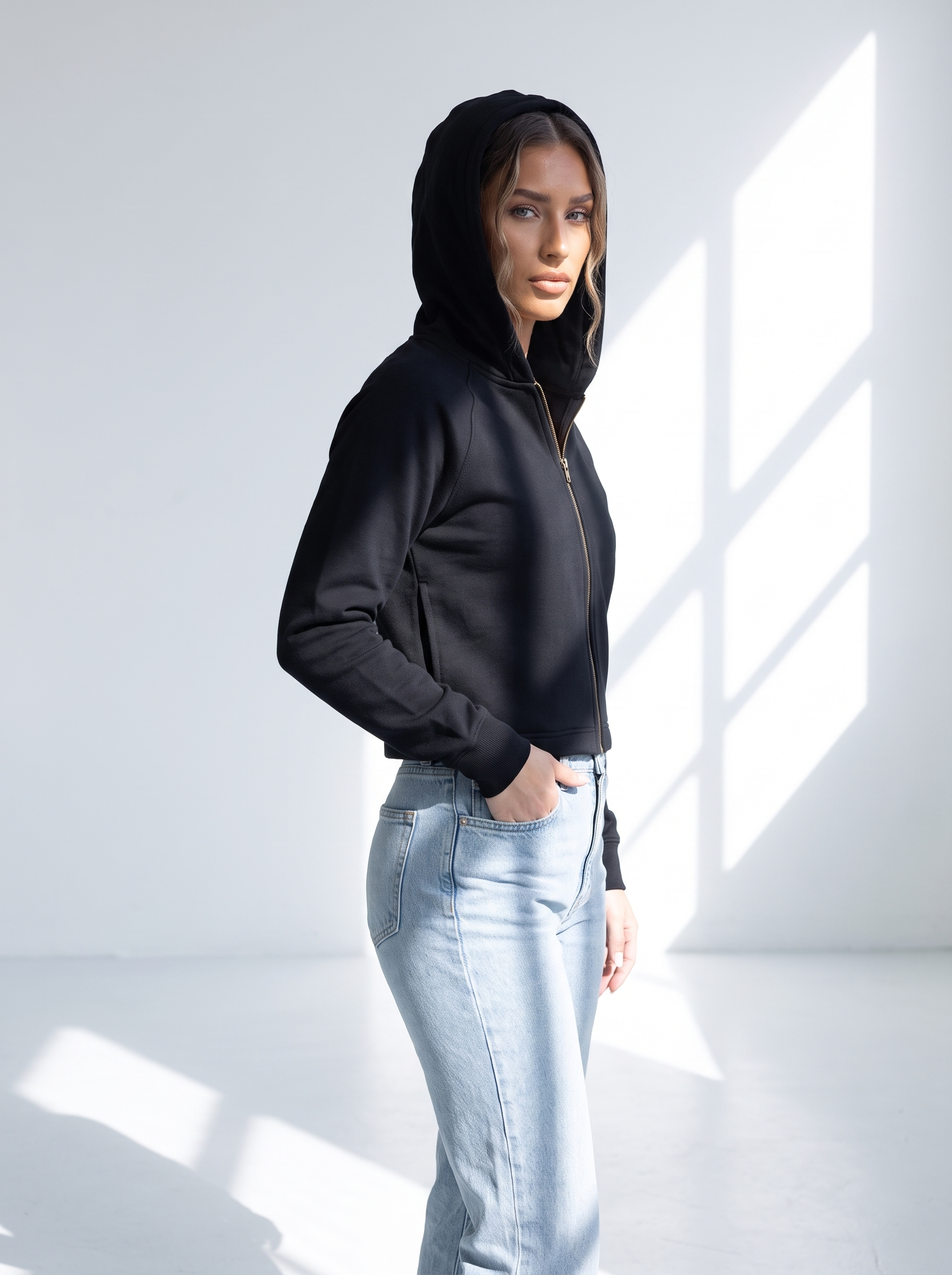 Women Cropped Zip Hoodie