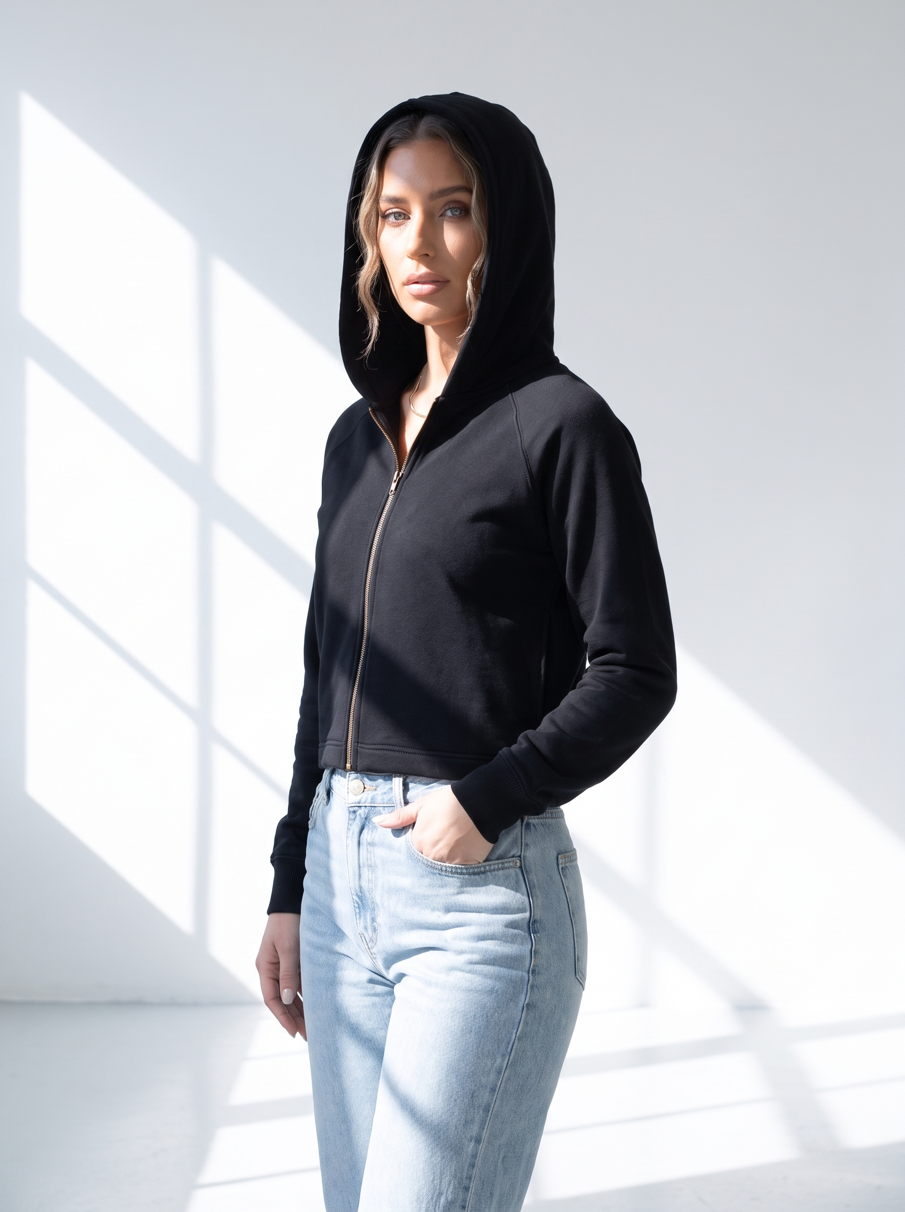 Women Cropped Zip Hoodie