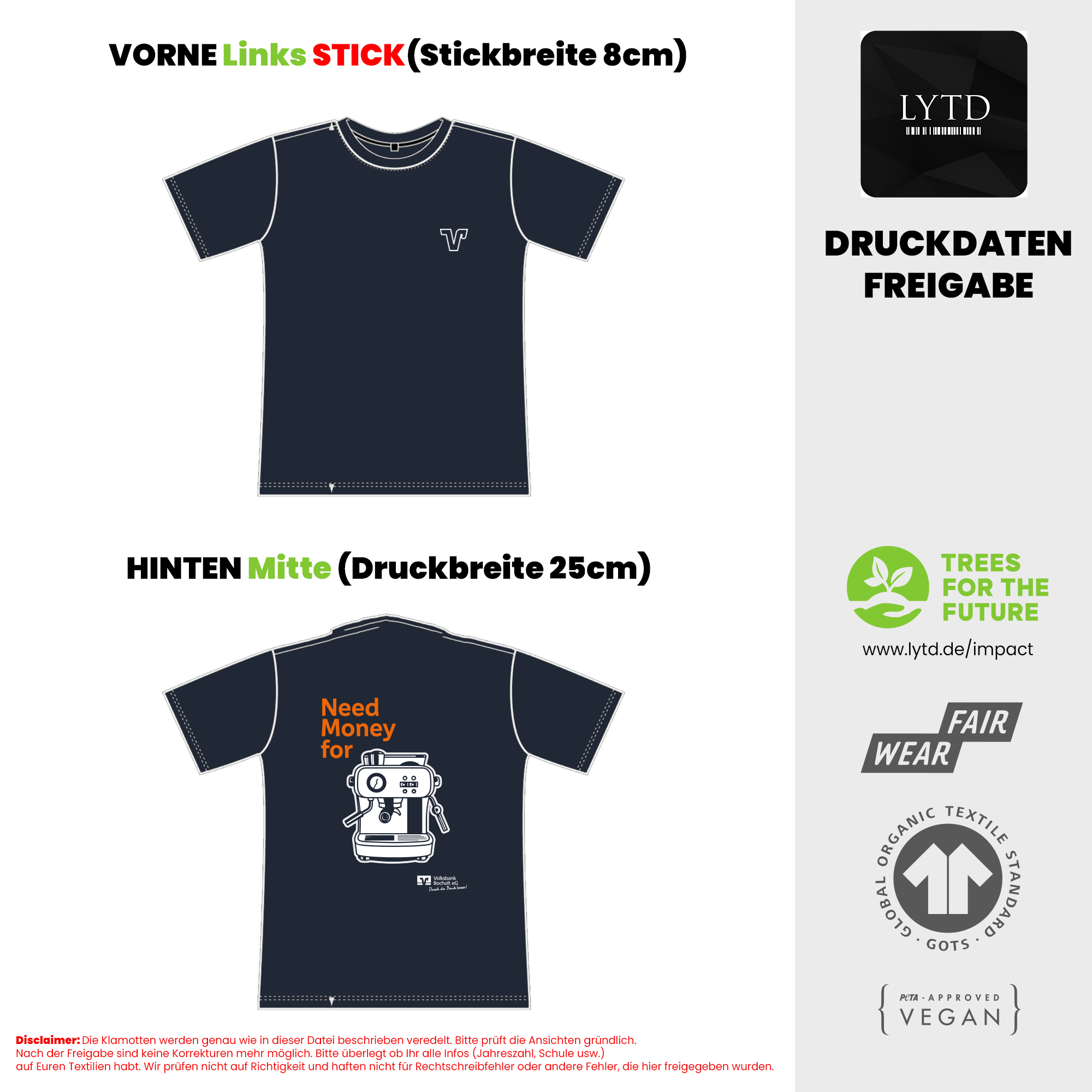 Volksbank Bocholt 26-003 V6 Siebträgermaschine Men Organic Regular T-Shirt 190gsm